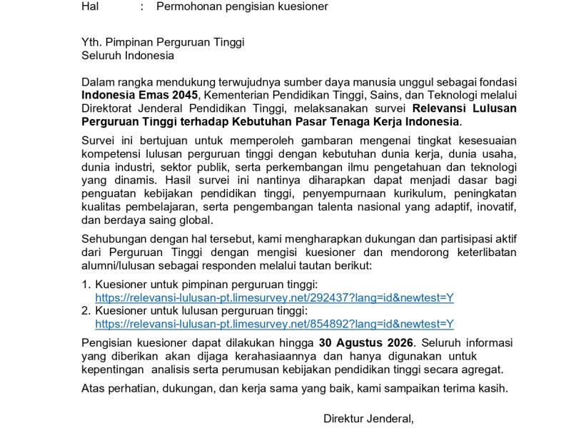 IKA UKRIM Mengajak Alumni Mengisi Survei Relevansi Lulusan DIKTISAINTEK